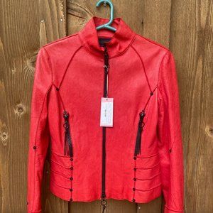 NEW with TAGS Benedetta Novi Red Leather Jacket